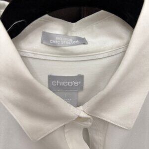 Chico's No Iron, White, 3/4 sleeve button shirt, Size 1 (US 8-10M)